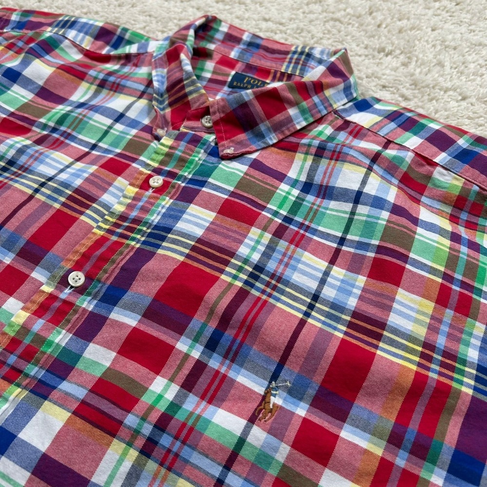 Polo Ralph Lauren Sport Shirt 4XLT Tall Red Plaid Short Sleeve Button Down